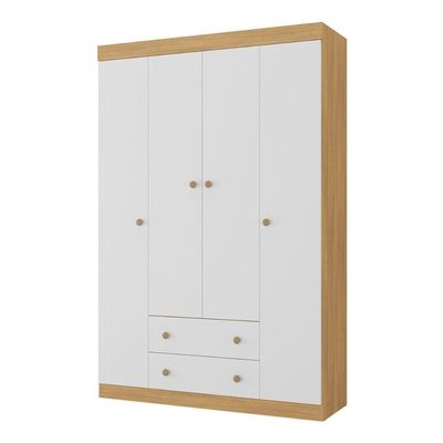 Guarda-roupa Infantil 122cm 4 Portas E 2 Gavetas Encanto Multimóveis Mp4448 Madeirado/branco Madeirado/branco
