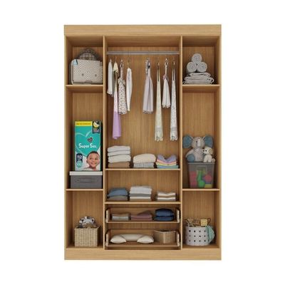 Guarda-roupa Infantil 122cm 4 Portas E 2 Gavetas Encanto Multimóveis Mp4448 Madeirado/branco Madeirado/branco