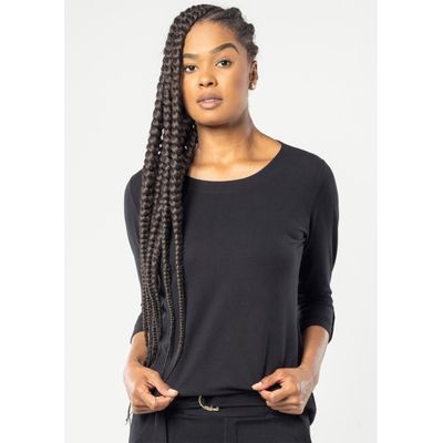 Blusa Pau a Pique Manga 3/4 Preto XL / Preto