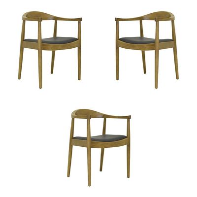 Kit 3 Cadeiras Decorativas Sala de Jantar Columbia PU Madeira Rústica Bege G56 - Gran Belo