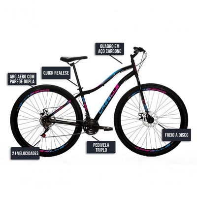 Bicicleta Cazelle Veneza Aro 29, Quadro 15.5, Freio A Disco Dianteiro E Traseiro, 21 Marchas