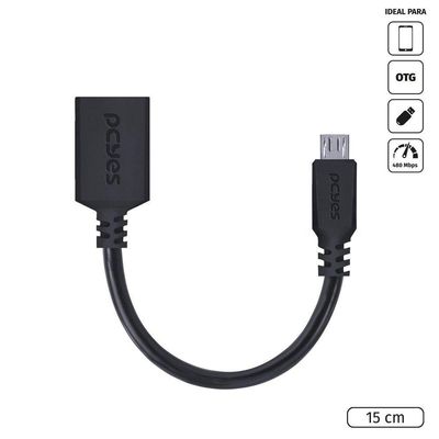 Adaptador Otg Micro Usb P- Usb 2.0 15cm - Preto