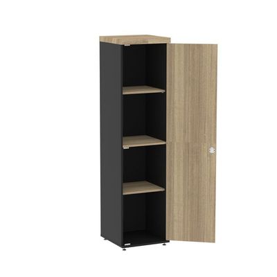Torre Nicho Com 4 Prateleiras E Uma Porta Pivotante Pe40 Preto-noce Naturalle