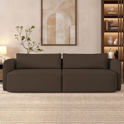 Sofá 3 Lugares Sala Living Orgânico 240cm Oregon K01 Veludo Marrom - Lyam Decor