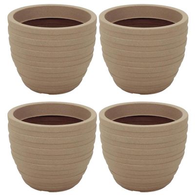 Kit 4 Vasos Inca 45cm Areia Tramontina Polietileno Flor Folhagem Varanda Jardim