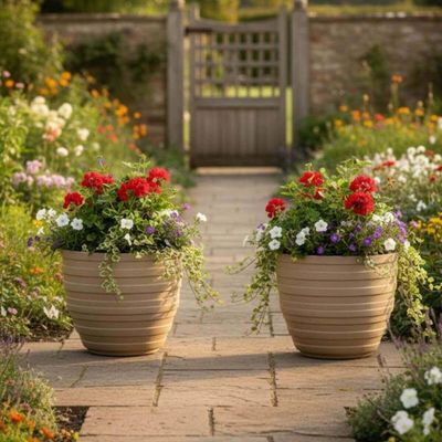 Kit 4 Vasos Inca 45cm Areia Tramontina Polietileno Flor Folhagem Varanda Jardim