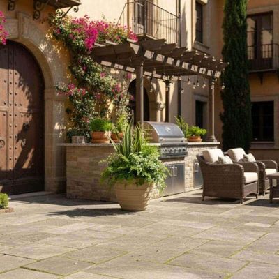 Kit 4 Vasos Inca 45cm Areia Tramontina Polietileno Flor Folhagem Varanda Jardim