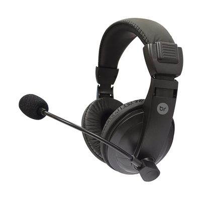 Headset Bright Office Haste Regulável e Microfone Preto Profissional 507