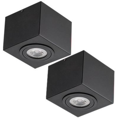 Kit 2 Plafon Sobrepor Preto 13x10,5cm Bivolt PAR20 Dital Bivolt