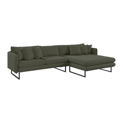 Sofá 5 Lugares Ricco com Chaise Direita Linho Verde