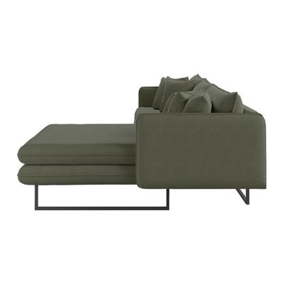 Sofá 5 Lugares Ricco com Chaise Direita Linho Verde