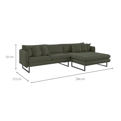Sofá 5 Lugares Ricco com Chaise Direita Linho Verde