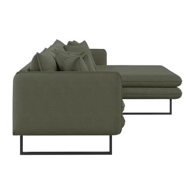 Sofá 5 Lugares Ricco com Chaise Direita Linho Verde