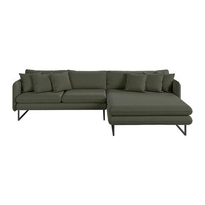 Sofá 5 Lugares Ricco com Chaise Direita Linho Verde