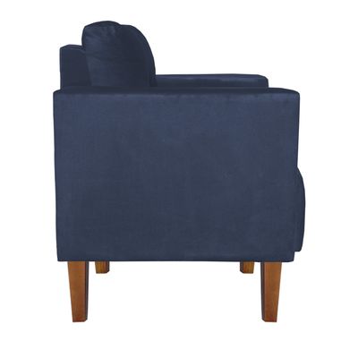 Poltrona Sala Decorativa Livia Pé Madeira Castanho Suede Azul Marinho M11 - D'Rossi