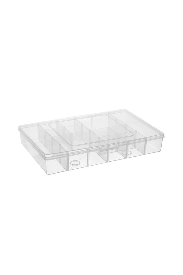 Organizador Jaguar em Plástico com 12 Divisórias Transparente 14,7x22,5x4cm