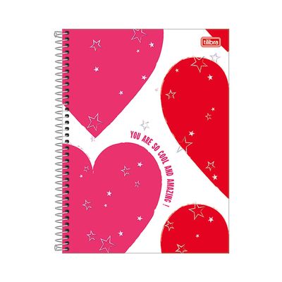 Caderno Universitário Tilibra Espiral Capa Dura Love Pink 16 Matérias 256 Folhas Capas Diversas
