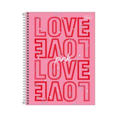 Caderno Universitário Tilibra Espiral Capa Dura Love Pink 16 Matérias 256 Folhas Capas Diversas