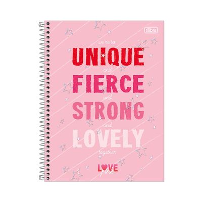 Caderno Universitário Tilibra Espiral Capa Dura Love Pink 16 Matérias 256 Folhas Capas Diversas