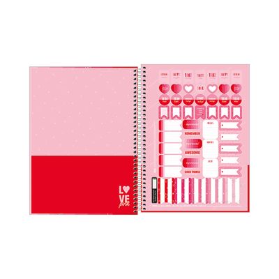 Caderno Universitário Tilibra Espiral Capa Dura Love Pink 16 Matérias 256 Folhas Capas Diversas