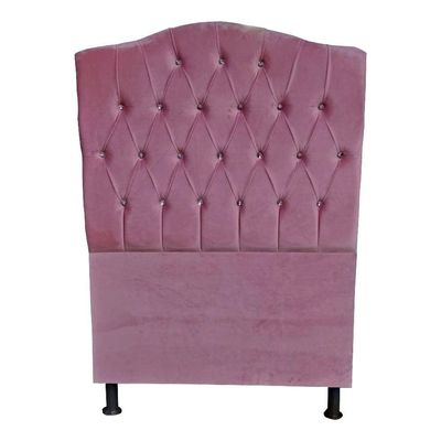 Cabeceira De Cama Box Princesa Solteiro 90 Cm Botão Strass Suede Rosa Bebê Eli Móveis