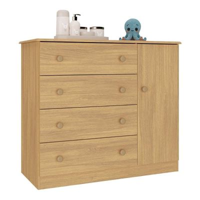 Cômoda Infantil 95cm 1 Porta E 4 Gavetas Encanto Multimóveis Mp4449 Madeirado Madeirado