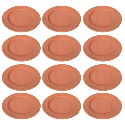 Prato Raso de Cerâmica Canelé Salmão 24cm 12 Unidades - Biona 135786