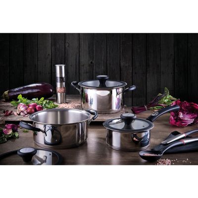 Jogo de Panelas Tramontina Solar Silicone em Aço Inox com Fundo Triplo 5 Peças