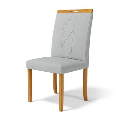 Kit Com 4 Cadeiras Ana Madeira Maciça Estofadas Para Mesa De Jantar Linho Cinza 407
