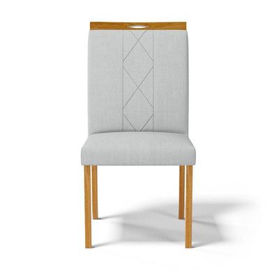 Kit Com 4 Cadeiras Ana Madeira Maciça Estofadas Para Mesa De Jantar Linho Cinza 407