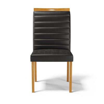 Kit Com 4 Cadeiras Sara Madeira Maciça Estofadas Para Mesa De Jantar Courino Preto 503