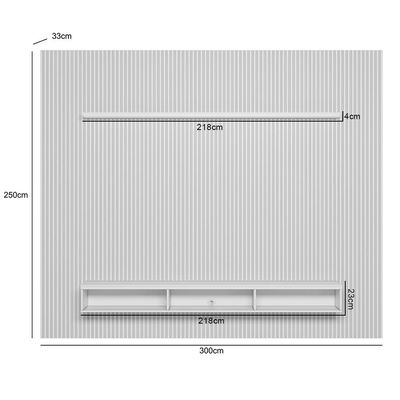 Painel Ripado Para TV 75 Pol Slats e Bancada Lisa 297x250cm L05 Nature Off White - Lyam Decor