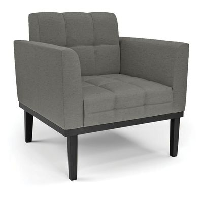 Poltrona Decorativa Karen Pés Fixo em Madeira Preto Linho Cinza Mesclado G19 - Gran Belo