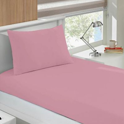 Jogo de Cama Buettner Solteiro Malha Basic Liso 2 Peças Rose Blush