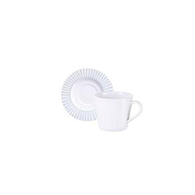 Conjunto Xícara e Pires de Chá Tramontina Monocroma em Porcelana Decorada 185 ml 2 Peças