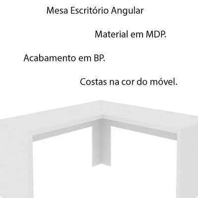 Mesa Angular para Escritório Home Office ME4116 MDP Branco - Gran Belo