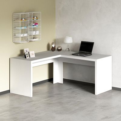 Mesa Angular para Escritório Home Office ME4116 MDP Branco - Gran Belo