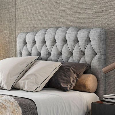 Cabeceira Estofada Queen 160 Cm Prisma Linho Cor: Cinza