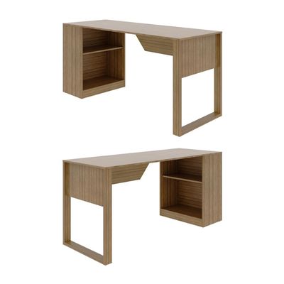 Mesa Para Escritório 160cm com 2 Prateleiras Reversível ME4182 Amêndoa Tecnomobili