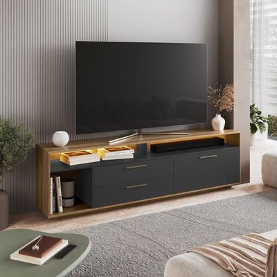 Rack Para Tv Até 75 Polegadas Com Iluminação Led Reims Grafite