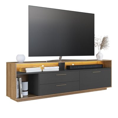 Rack Para Tv Até 75 Polegadas Com Iluminação Led Reims Grafite