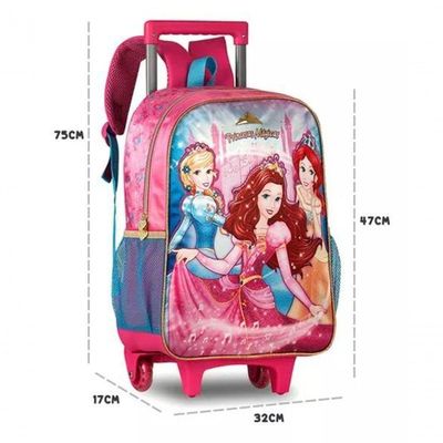 Mochila Lancheira Estojo Princesas De Carrinho