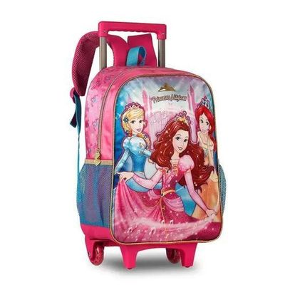 Mochila Lancheira Estojo Princesas De Carrinho