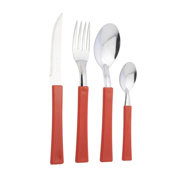 Faqueiro Martinazzo Una em Metal com Cabo Plástico Vermelho 20 Peças Faqueiro Martinazzo Una em Metal com Cabo Plástico Vermelho 20 Peças