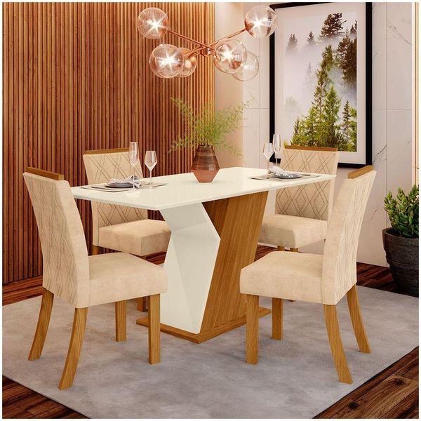 Conjunto Sala De Jantar Mesa 120cm 4 Cadeiras