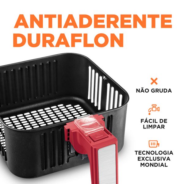 Fritadeira Elétrica Air Fryer Mondial AFN-40-RI 4L Inox/Vermelha - 127V