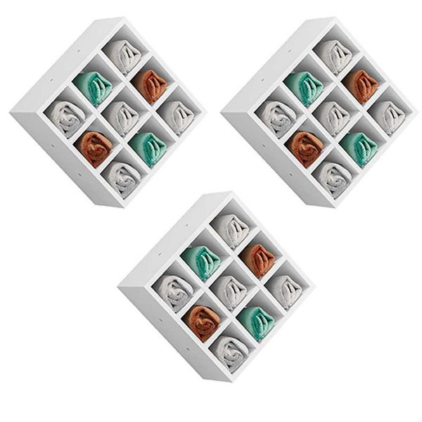 Kit 03 Nichos Porta Toalhas 09 Lugares 40x40cm Branco - Gran Belo