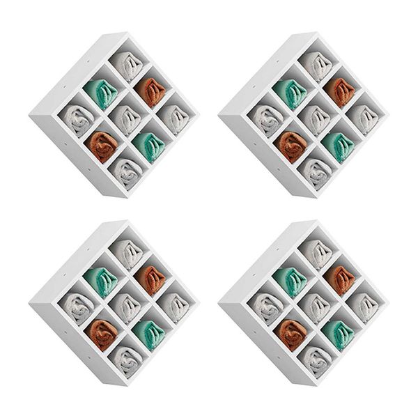 Kit 04 Nichos Porta Toalhas 09 Lugares 40x40cm Branco - Gran Belo