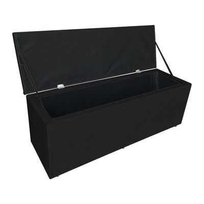 Calçadeira Baú Casal Queen 1,60m Londres Suede Preto Dal Poz Estofados