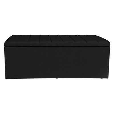 Calçadeira Baú Casal Queen 1,60m Londres Suede Preto Dal Poz Estofados